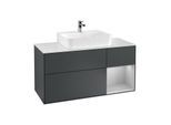 Villeroy und Boch Finion Waschtischunterschrank F171GJHG 120cm, Abdeckplatte white matt, Regal rechts Light grey matt, Midnight Blue Matt Lacquer