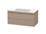 Duravit L-Cube Waschtisch-Unterschrank LC6928N7575 100 x 48 cm, ohne Hahnloch, leinen, 2 Schubkästen
