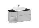 Villeroy und Boch Finion Waschtischunterschrank G162GJGJ 120cm, Abdeckplatte black matt, Emotion, Regal links Light grey matt, Light grey matt