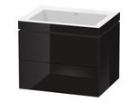 Duravit L-Cube Waschtisch-Unterschrank LC6926N4040 60 x 48 cm, ohne Hahnloch, schwarz hochglanz, 2 Schubkästen