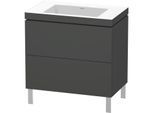 Duravit L-Cube Waschtisch-Unterschrank LC6937N4949 80 x 48 cm, ohne Hahnloch, graphit matt, 2 Auszüge, bodenstehend