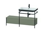 Duravit Happy D.2 Plus Möbelwaschtisch-Kombination HP4757O9292 140x49cm, mit Metallkonsole, 1 Hahnloch, steingrau seidenmatt