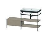 Duravit Happy D.2 Plus Möbelwaschtisch-Kombination HP4747N7575 140 x 49 cm, ohne Hahnloch, leinen, mit Metallkonsole
