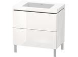 Duravit L-Cube Waschtisch-Unterschrank LC6937N2222 80 x 48 cm, ohne Hahnloch, weiß hochglanz, 2 Auszüge, bodenstehend