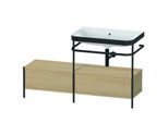 Duravit Happy D.2 Plus Möbelwaschtisch-Kombination HP4757N7171 140x49cm, mit Metallkonsole, ohne Hahnloch, mediterrane Eiche
