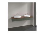 Villeroy und Boch Antao Waschtisch-Unterschrank L17052HL mit Beleuchtung, 160x19x50cm, Hahnlochbohrung, Waschbeckenplattenfarbe warm walnut, leaf green matt lacquer