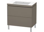 Duravit L-Cube Waschtisch-Unterschrank LC6937N9090 80 x 48 cm, ohne Hahnloch, flannel grey seidenmatt, 2 Auszüge, bodenstehend