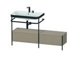Duravit Happy D.2 Plus Möbelwaschtisch-Kombination HP4762E7575 140x49cm, mit Metallkonsole, 2 Hahnlöcher, leinen
