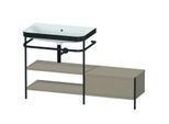 Duravit Happy D.2 Plus Möbelwaschtisch-Kombination HP4752N7575 140 x 49 cm, ohne Hahnloch, leinen, mit Metallkonsole