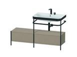Duravit Happy D.2 Plus Möbelwaschtisch-Kombination HP4757E7575 140x49cm, mit Metallkonsole, 2 Hahnlöcher, leinen