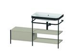 Duravit Happy D.2 Plus Möbelwaschtisch-Kombination HP4747N6060 140 x 49 cm, ohne Hahnloch, taupe seidenmatt, mit Metallkonsole