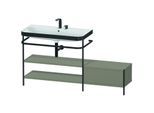 Duravit Happy D.2 Plus Möbelwaschtisch-Kombination HP4753E9292 160 x 49 cm, 2 Hahnlöcher, steingrau seidenmatt, mit Metallkonsole