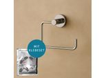 AquaCraft 100 Toilettenpapierhalter zum Kleben, ohne Deckel, chrom, mit Klebeset Set zum Kleben, chrom