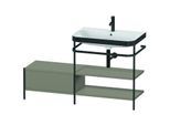 Duravit Happy D.2 Plus Möbelwaschtisch-Kombination HP4747O9292 140 x 49 cm, 1 Hahnloch, steingrau seidenmatt, mit Metallkonsole