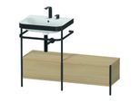 Duravit Happy D.2 Plus Möbelwaschtisch-Kombination HP4760E7171 120x49cm, mit Metallkonsole, 2 Hahnlöcher, mediterrane Eiche