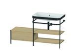 Duravit Happy D.2 Plus Möbelwaschtisch-Kombination HP4747N7171 140 x 49 cm, ohne Hahnloch, mediterrane Eiche, mit Metallkonsole