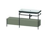 Duravit Happy D.2 Plus Möbelwaschtisch-Kombination HP4758N9292 160x49cm, mit Metallkonsole, ohne Hahnloch, steingrau seidenmatt