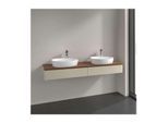 Villeroy und Boch Antao Waschtisch-Unterschrank L17052HJ mit Beleuchtung, 160x19x50cm, Hahnlochbohrung, Waschbeckenplattenfarbe warm walnut, silk grey matt lacquer