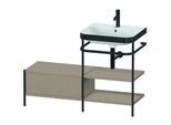 Duravit Happy D.2 Plus Möbelwaschtisch-Kombination HP4745O7575 120 x 49 cm, 1 Hahnloch, leinen, mit Metallkonsole