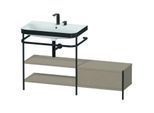 Duravit Happy D.2 Plus Möbelwaschtisch-Kombination HP4752E7575 140 x 49 cm, 2 Hahnlöcher, leinen, mit Metallkonsole