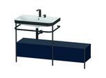Duravit Happy D.2 Plus Möbelwaschtisch-Kombination HP4762E9898 140x49cm, mit Metallkonsole, 2 Hahnlöcher, nachtblau seidenmatt