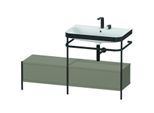 Duravit Happy D.2 Plus Möbelwaschtisch-Kombination HP4757E9292 140x49cm, mit Metallkonsole, 2 Hahnlöcher, steingrau seidenmatt