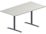 Schäfer Shop Genius Konferenztisch MODENA FLEX, Rechteck, T-Fuß Rundrohr, B 1600 x T 800 x H 650-850 mm, lichtgrau/weißaluminium RAL 9006