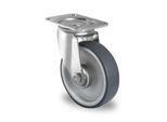 CASCOO Lenkrolle P2V2, mit Rad-ø 200 mm x B 48 mm, Polypropylen-Felge, Elastomer-Lauffläche, grau, Rollenlager, bis 200 kg