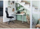 Home Office Tisch, Rechteck, 4-Fuß Rundrohr, B 1400 x T 672 x H 685-810 mm, weiß/silber
