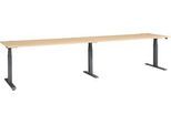 Schäfer Shop Select Schreibtisch ERGO-T 2.0 Big, elektr. höhenverstellbar, Rechteck, T-Fuß, B 3600 x T 800 x H 640-1300 mm, Ahorn/anthrazit