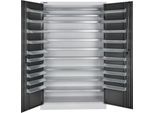 Schäfer Shop Select Magazinschrank, 10 Fachböden, ohne Ausstattung, B 1200 x T 500 x H 1935 mm, Stahl, weißaluminium/anthrazitgrau