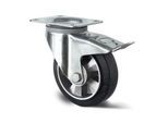 CASCOO Lenkrolle BAF4, mit Totalfeststeller, Rad-ø 125 mm x B 50 mm, Aluminium-Felge, Elastik-Lauffläche, schwarz, Doppelkugellager, bis 300 kg