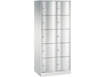 C+P Schließfachschrank Resisto, 2 Abteile, 10 Fächer, B 772 x T 540 x H 1950 mm, Lichtgrau/Lichtgrau