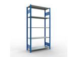 Schulte Lagertechnik Fachbodenregal MULTIplus150, Steck-Grundregal, B 1000 x T 400 x H 2000 mm, 5 Ebenen, bis 1300 kg, enzianblau/verzinkt