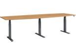 Schäfer Shop Select Konferenztisch ERGO-T 2.0 Big, bis 8 Personen, elektrisch höhenverstellbar, Tonne, T-Fuß, B 2800 mm, Buche/anthrazit