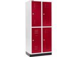 Schäfer Shop Select Kleiderspind, mit 2 x 2 Abteilen, 400 mm, mit Sockel, Zylinderschloss, Tür rubinrot