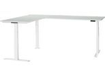 Schäfer Shop Genius Winkelschreibtisch Modena Flex, elektrisch höhenverstellbar, 90° Winkel beidseitig, B 2000 x T 2400 mm, lichtgrau/weiß