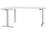 Schäfer Shop Genius Winkelschreibtisch Modena Flex, elektrisch höhenverstellbar, 90° Winkel beidseitig, B 2000 x T 2000 mm, weiß/weißaluminium