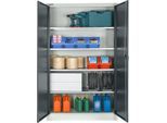 Schäfer Shop Select Materialschrank, abschließbar, 4 verzinkte Böden, 5 OH, B 1200 x T 400 x H 1935 mm, Stahl, lichtgrau/anthrazitgrau