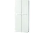 Aktenschrank MONTERIA, Front aus Glas, abschließbar, 5 OH, B 800 x T 370 x H 1960 mm, weiß