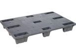 Kunststoff-Mehrweg-Stapelpalette KIGAnesto®, 8 kg, geschlossenes Deck, bis 3500 kg, stapelbar, 100% Recyclingmaterial, ohne Rand, anthrazit