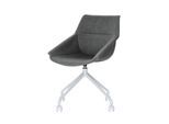 Schalenstuhl Luge, 2er-Set, B 555 x T 580 x H 840 mm, um 360° drehbar, Rollen, gepolstert, Polypropylen & Stahl lackiert, anthr./weiß