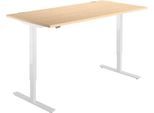 Schreibtisch Start Off, elektrisch höhenverstellbar, Rechteck, T-Fuß, B 1600 x T 800 x H 755-1255 mm, Ahorn/weiß