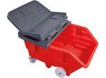 Kippwagen, Polyethylen, rot, B 1150 x T 1570 x H 930 mm, 750 l, Schüttkanthöhe 560 mm, bis 250 kg