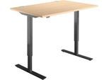 Schäfer Shop Select Schreibtisch Start Off, elektrisch höhenverstellbar, Rechteck, T-Fuß, B 1200 x T 800 x H 755-1255 mm, Ahorn/schwarz