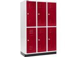 Schäfer Shop Select Kleiderspind, mit 3 x 2 Abteilen, 400 mm, mit Sockel, Zylinderschloss, Tür rubinrot