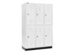 Schäfer Shop Select Kleiderspind, mit 3 x 2 Abteilen, 400 mm, mit Sockel, Zylinderschloss, Tür lichtgrau