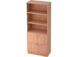 Hängeregistraturschrank JENA, 5 OH, B 800 mm, 2 Schubladen, abschließbar, Nussbaum-Dekor