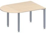 Schäfer Shop Genius Konferenztisch MODENA FLEX, Halbkreis, 4-Fuß Quadratrohr, B 1400 x T 1000 x H 720-840 mm, Ahorn/weißaluminium RAL 9006