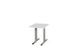 Schäfer Shop Select Besprechungstisch Planova Basic, Quadrat, T-Fuß, B 800 x T 800 x H 717 mm, lichtgrau/weißaluminium RAL 9006